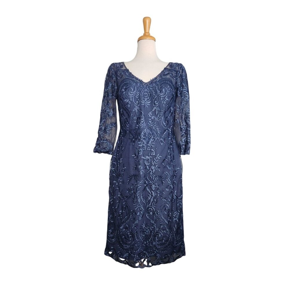 JJ House Womens Blue Lace Mother Of The Bride Dress Size 10
